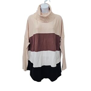 NWT 143 Story Boutique Stripes Turtleneck Sweater Women Size S Cream White